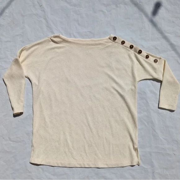 Cream Addition Elle Cowl Neck Shirt with Brown Button Detail Woman's X Plus Size - Picture 1 of 8